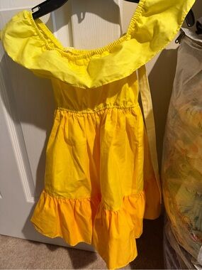 Bright Yellow Ruffle-Trim Girls' Dress